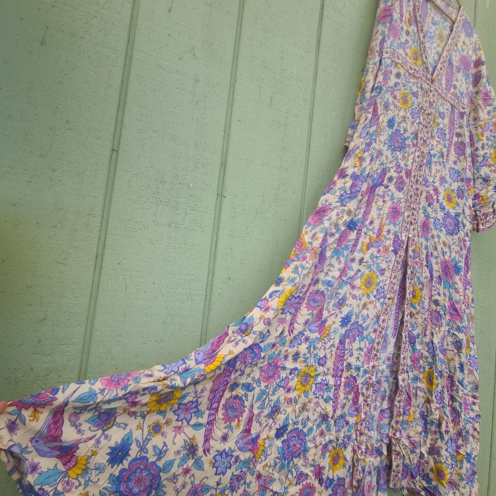 Spell Sample Lovebird Maxi Dress Gown Kimono Robe Duster S Chamomile OOAK NWOT - Picture 9 of 14